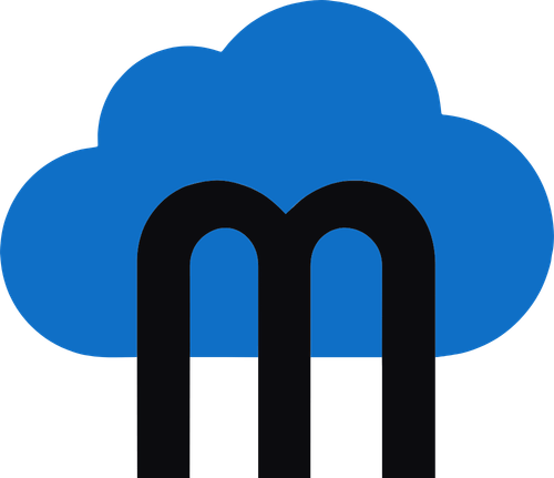 Moberg Analytics secondary logo of the letter m in front of a cloud. neuromonitoring analytics network website logo in nav bar. click logo to return to homepage
