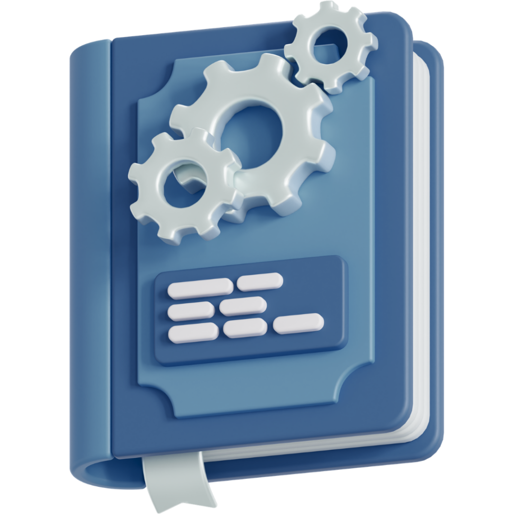 3D icon of a book with gears and code on the cover representing the Github Repository page on Neuromonitoring Analytics Network