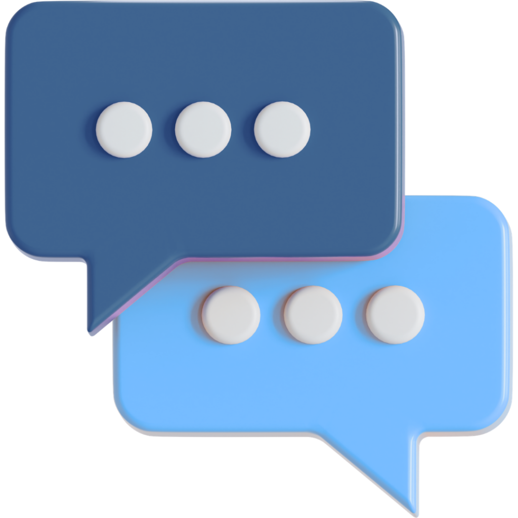 3D icon of speech bubbles representing the Discord page on Neuromonitoring Analytics Network
